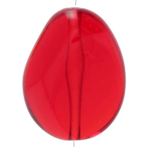 Perle plate irrégulière en résine transparente 25x20 mm - Rouge x1