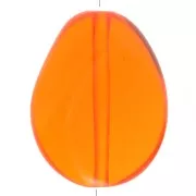 Perle plate irrégulière 25x20 mm en résine transparente - Orange x1