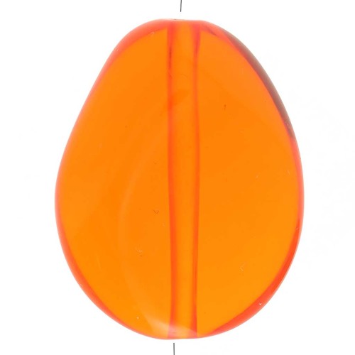 Perle plate irrégulière 25x20 mm en résine transparente - Orange x1