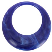 Pendentif rond évidé en résine opaque 44 mm - Bleu marine marbré x1|raw }}