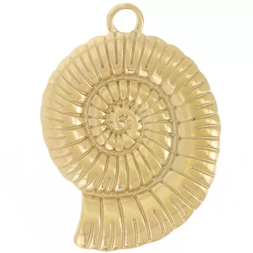 Pendentif coquillage 30x22 mm - Acier inoxydable 304L Doré x1