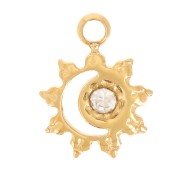 Mini breloque soleil 7 mm avec strass - Acier inoxydable 304 Doré x1