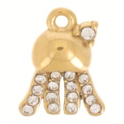 Breloque méduse 12x9 mm avec strass - Acier inoxydable 316L Doré x1|raw }}