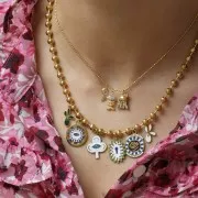 Pendentif ovale 20x13 mm motif oeil avec résine époxy - Acier inox 316L Doré x1