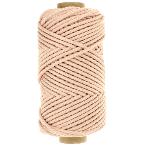 Bobine de cordon en coton pour macramé 3 mm - Quality - Rose pâle x50m