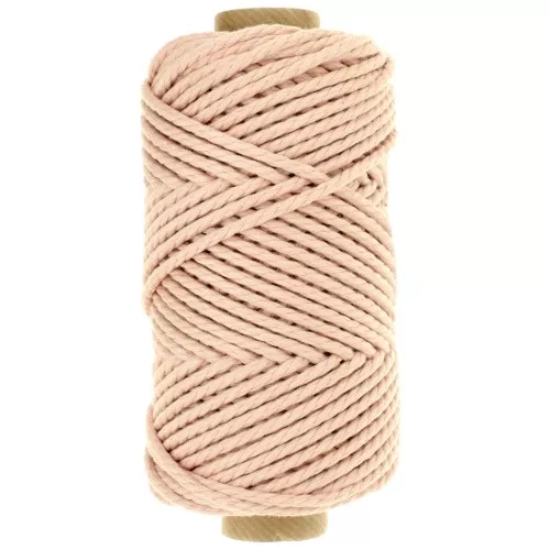 Bobine de cordon en coton pour macramé 3 mm - Quality - Rose pâle x50m