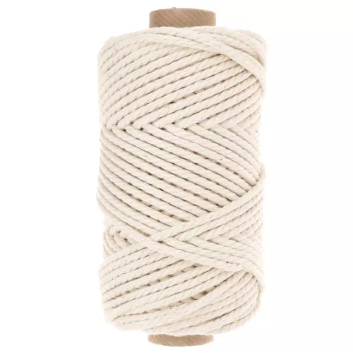 Bobine de cordon en coton pour macramé 3 mm - Quality - Ivoire x50m