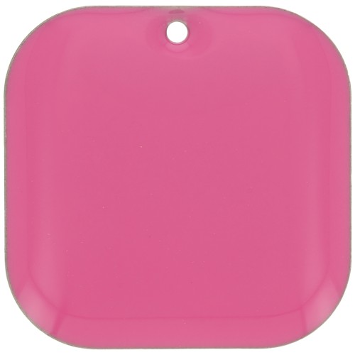 Sequin carré arrondi en métal et résine époxy 22 mm - Rose bonbon x1