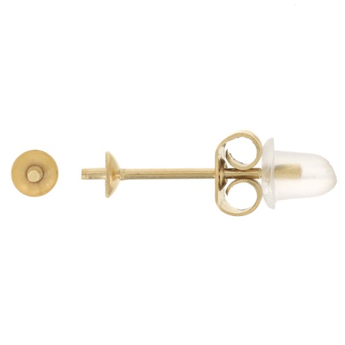 Clous d'oreilles pour perles semi-percées 3 mm - Acier inoxydable 303L Doré x2