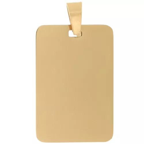 Pendentif plaque rectangle 30x20 mm - Acier inoxydable 316L Doré x1