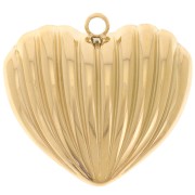 Pendentif coeur bombé 26x28.5 mm - Acier inoxydable 316L Doré x1
