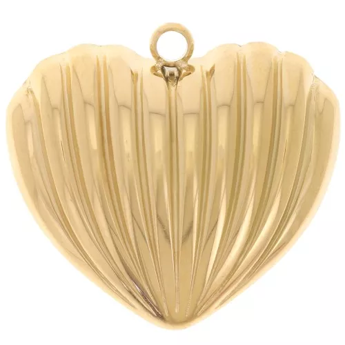Pendentif coeur bombé 27x28.5 mm - Acier inoxydable 304L Doré x1