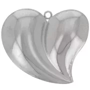 Pendentif coeur bombé 21x24 mm - Acier inoxydable 304L x1