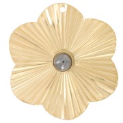 Pendentif fleur effet plissé 40 mm pour cabochon 6 mm - Acier inox 304L Doré x1