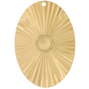 Pendentif ovale effet plissé 40x28 mm pour cabochon 6 mm Acier inox 304L Doré x1|raw }}