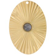 Pendentif ovale effet plissé 40x28 mm pour cabochon 6 mm Acier inox 304L Doré x1