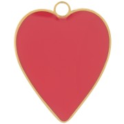 Pendentif coeur 24x19 mm avec résine époxy - Acier inoxydable 316L Doré - Rouge x1|raw }}