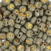 Assortiment de 200 perles plates lettres alphabet 7 mm - Olive - Doré