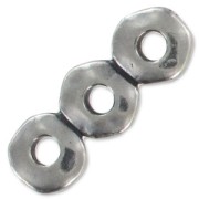 Intercalaires 3 rangs rondelles irrégulières 18x2.2 mm rhodié x5|raw }}