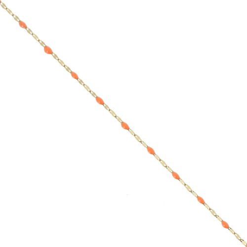 Chaîne maille Fantaisie et résine époxy 2 mm - Acier inox 304 Doré - Orange x1m