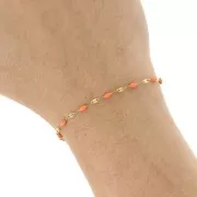 Chaîne maille Fantaisie et résine époxy 2 mm - Acier inox 304 Doré - Orange x1m