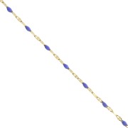 Chaîne maille Fantaisie et résine époxy 2mm - Acier inox 304 Doré - Bleu royal x1m