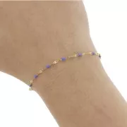 Chaîne maille Fantaisie et résine époxy 2mm - Acier inox 304 Doré - Bleu royal x1m