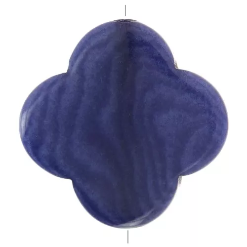 Perle de Tagua - forme tréfle 14 mm - Bleu nuit x1