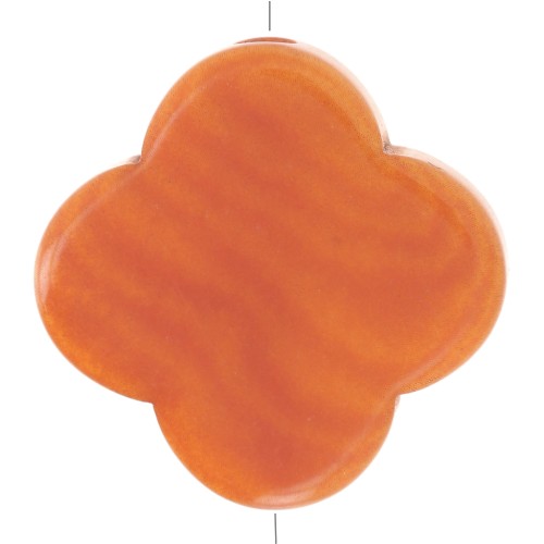 Perle de Tagua - forme tréfle 14 mm - Orange x1