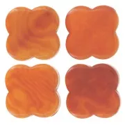 Perle de Tagua - forme tréfle 14 mm - Orange x1