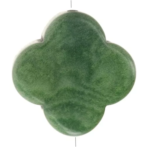 Perle de Tagua - forme tréfle 14 mm - Vert x1