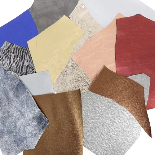 Chutes de cuir de luxe en morceaux de taille/textures différentes Metallisé x200g