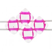 Perles en verre 2 trous Silky Bead 6x6 mm Crystal Pink Lined x50|raw }}