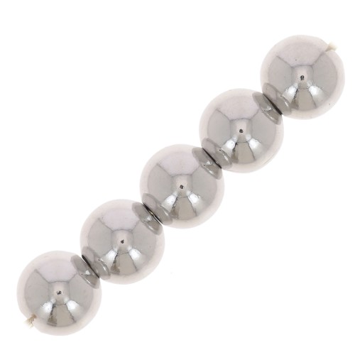 Perles rondes 6 mm - Argenté x20