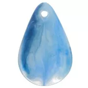 Sequins pétales de fleurs incurvés 24.5 mm en acrylique - Marbré bleu clair x6