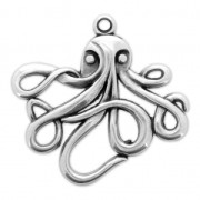 Pendentif pieuvre 35 mm Placage Argent fin vieilli|raw }}