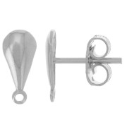 Clous d'oreilles goutte 11x5 mm avec anneau fermé - Placage Argent fin x2