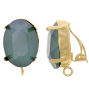 Clips d'oreilles serti pour cabochon 18x13 mm - anneau ouvert - Doré à l'or fin x2