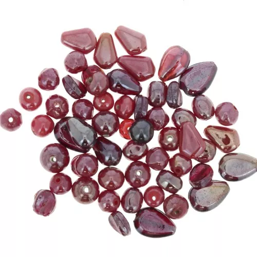 Assortiment de perles en verre irisées Rouge x50g