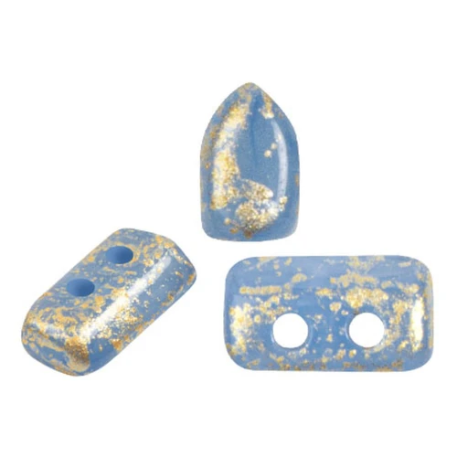Perles en verre Piros® par Puca® 2x5 mm - Blue Opal Gold Splash x10g