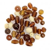 Assortiment de perles en verre irisées Brun x50g|raw }}
