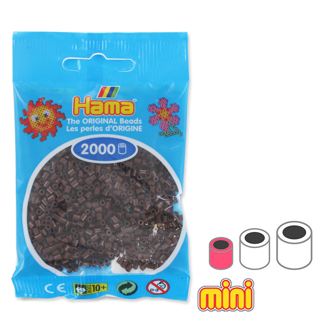 Hama Happy Price Toys Midi Perles à repasser (Kon-19) Convulut 8 couleurs (blanc, marron, noir, marron clair, gris, gris clair, beige, gris foncé) avec 1 plaque HPT fleur ou grenouille