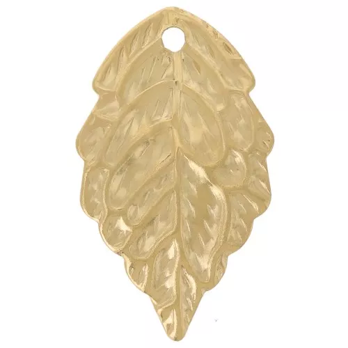 Breloque feuille 17x10 mm - Acier inoxydable 304L Doré x1