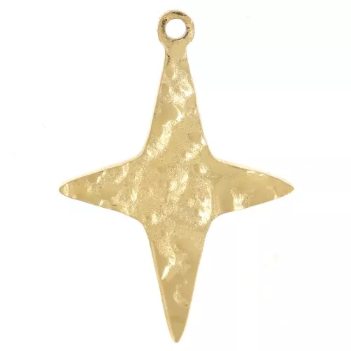 Breloque étoile martelée 17x12 mm - Acier inoxydable 316L Doré x1