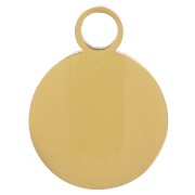 Breloque ronde 10 mm avec résine époxy - motif Yin et Yang - Acier inoxydable 316L Doré x1