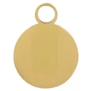 Breloque ronde 10 mm avec résine époxy - motif Yin et Yang - Acier inoxydable 316L Doré x1