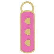 Breloque rectangle 18x5 mm avec résine époxy - motif coeur - Acier inoxydable 316L Doré - Fuchsia x1|raw }}