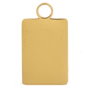 Breloque rectangle 16x9 mm - motif soleil - Acier inoxydable 316L Doré x1