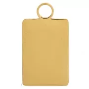 Breloque rectangle 16x9 mm - motif soleil - Acier inoxydable 316L Doré x1