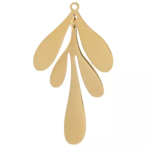 Pendentif feuille 29x16 mm - Acier inoxydable 316L Doré x1